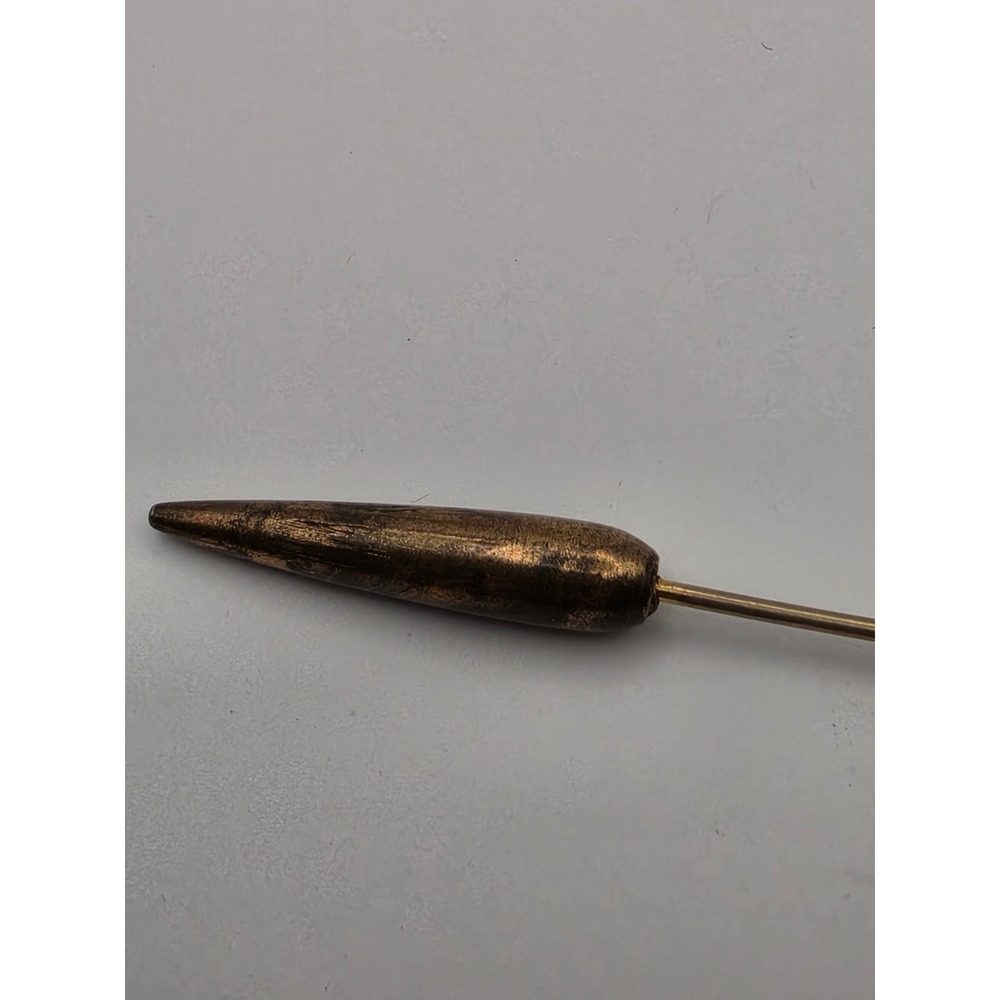 Vintage Bronze Torpedo Bullet Collar Bar Screw On Mens Dress Shirt Accessory - Picture 5 of 5